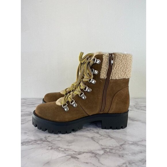 Steve Madden Women's Aniko Faux Suede Lace Up Ankle Boots 7.5 Chestnut Suede - Picture 7 of 8